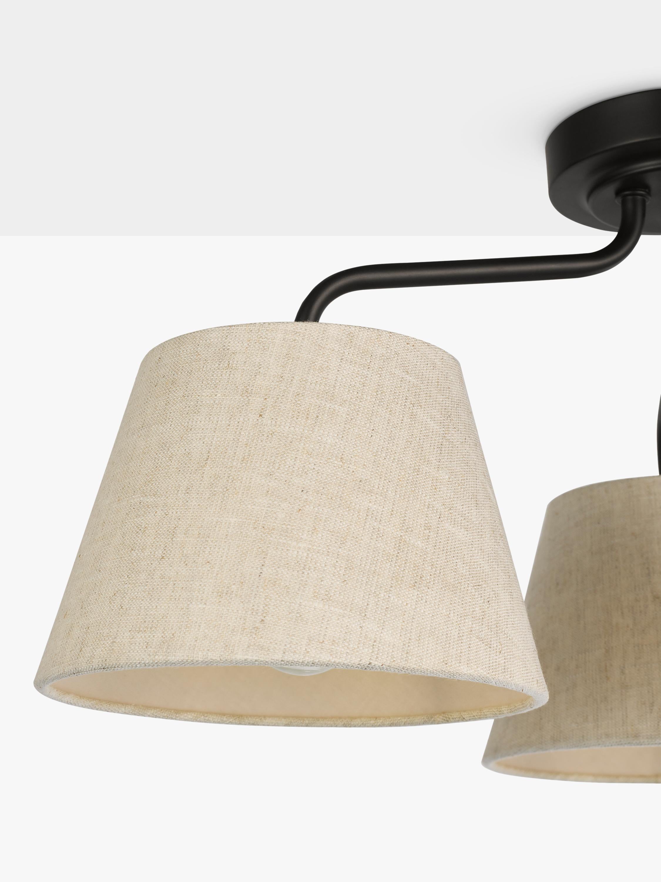 John Lewis Fulham 3 arm semi flush ceiling light with linen shades, UK version