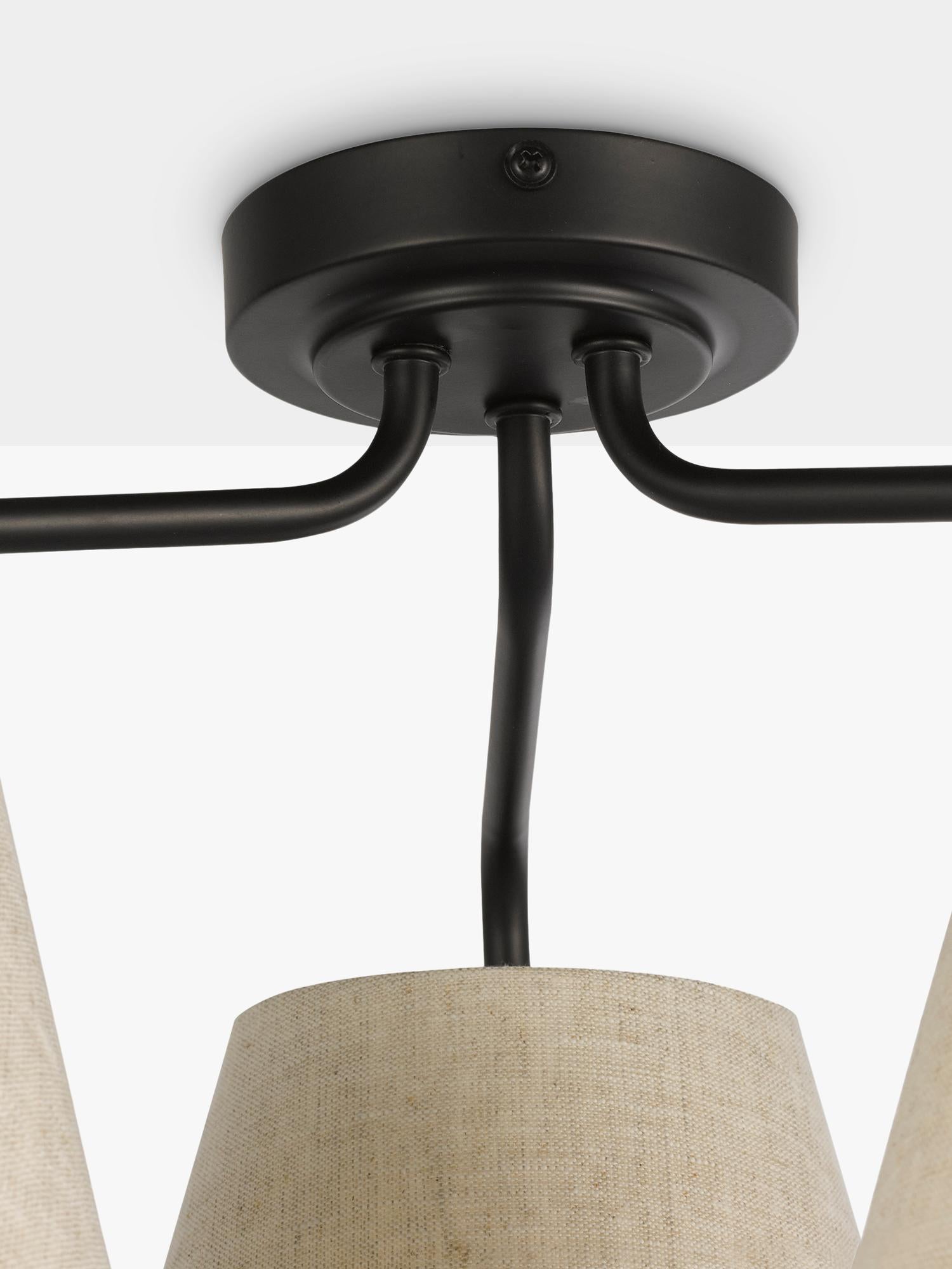 John Lewis Fulham 3 arm semi flush ceiling light with linen shades, UK version
