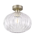 John Lewis pumpkin rib glass flush ceiling light antique brass - British product