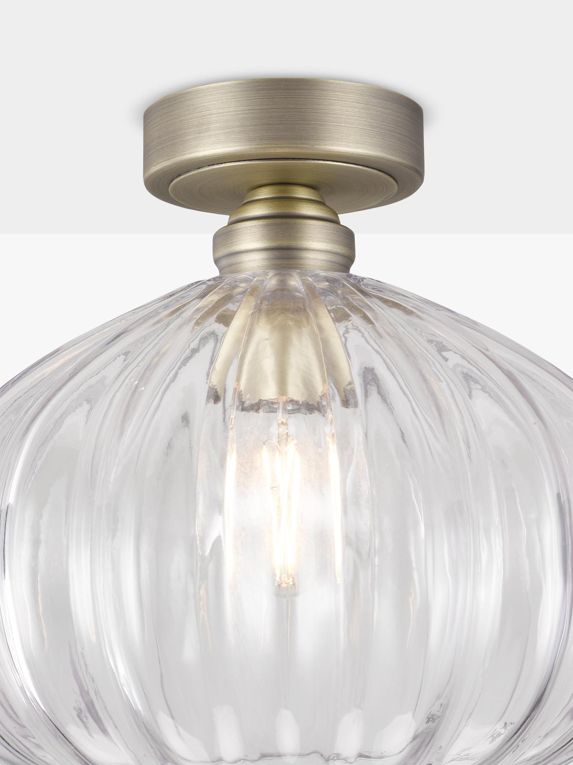 John Lewis pumpkin rib glass flush ceiling light antique brass - British product