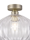 John Lewis pumpkin rib glass flush ceiling light antique brass - British product