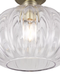 John Lewis pumpkin rib glass flush ceiling light antique brass - British product