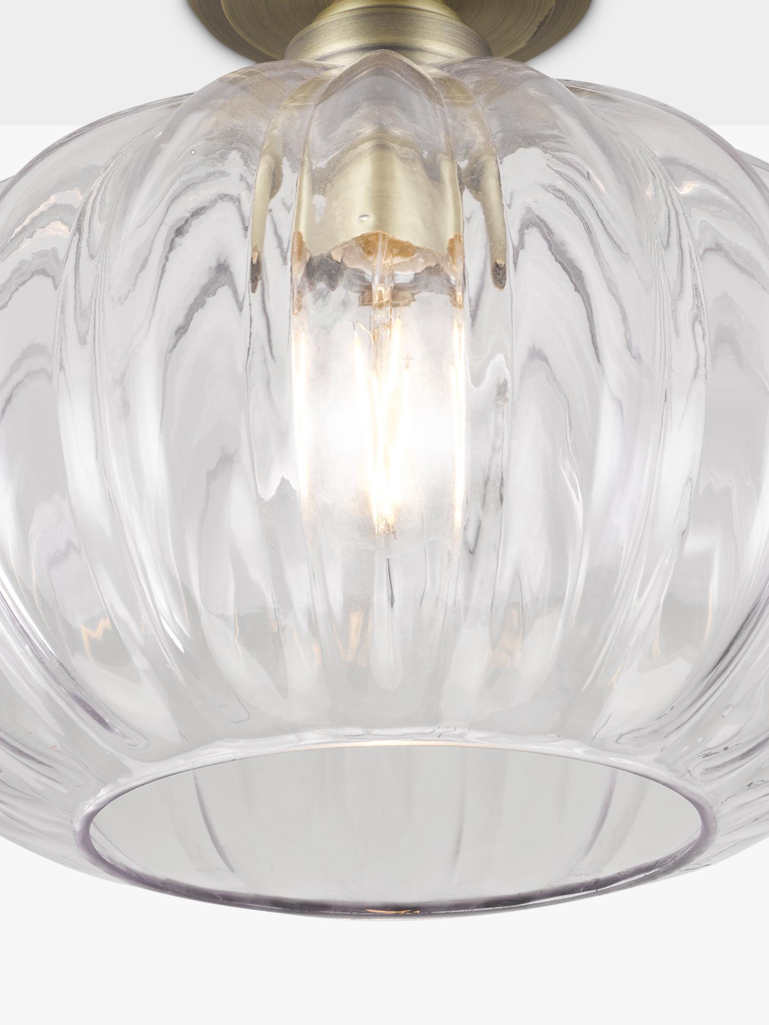 John Lewis pumpkin rib glass flush ceiling light antique brass - British product