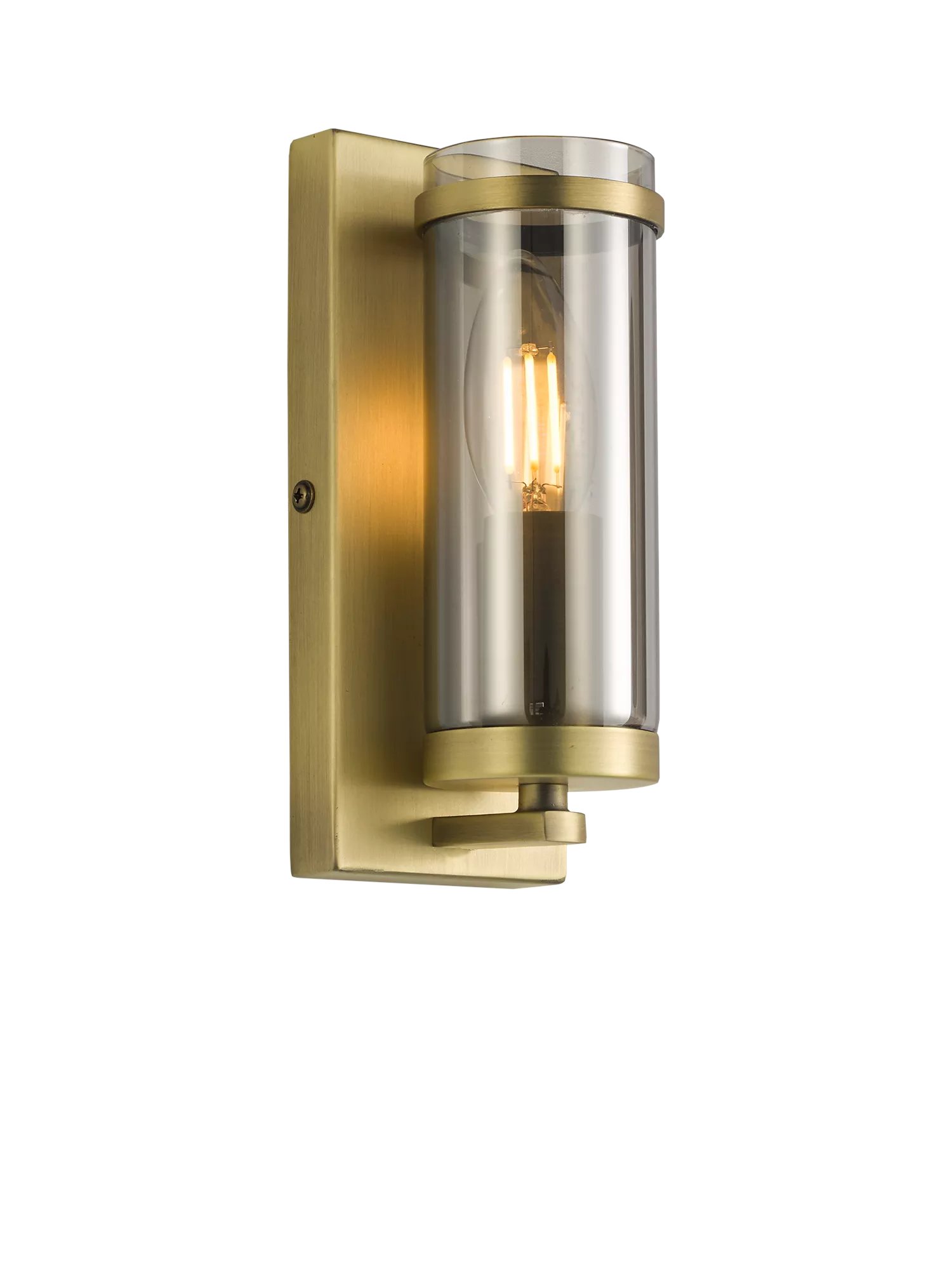 John Lewis Aragon single wall light antique brass smoked glass, imported from the UK