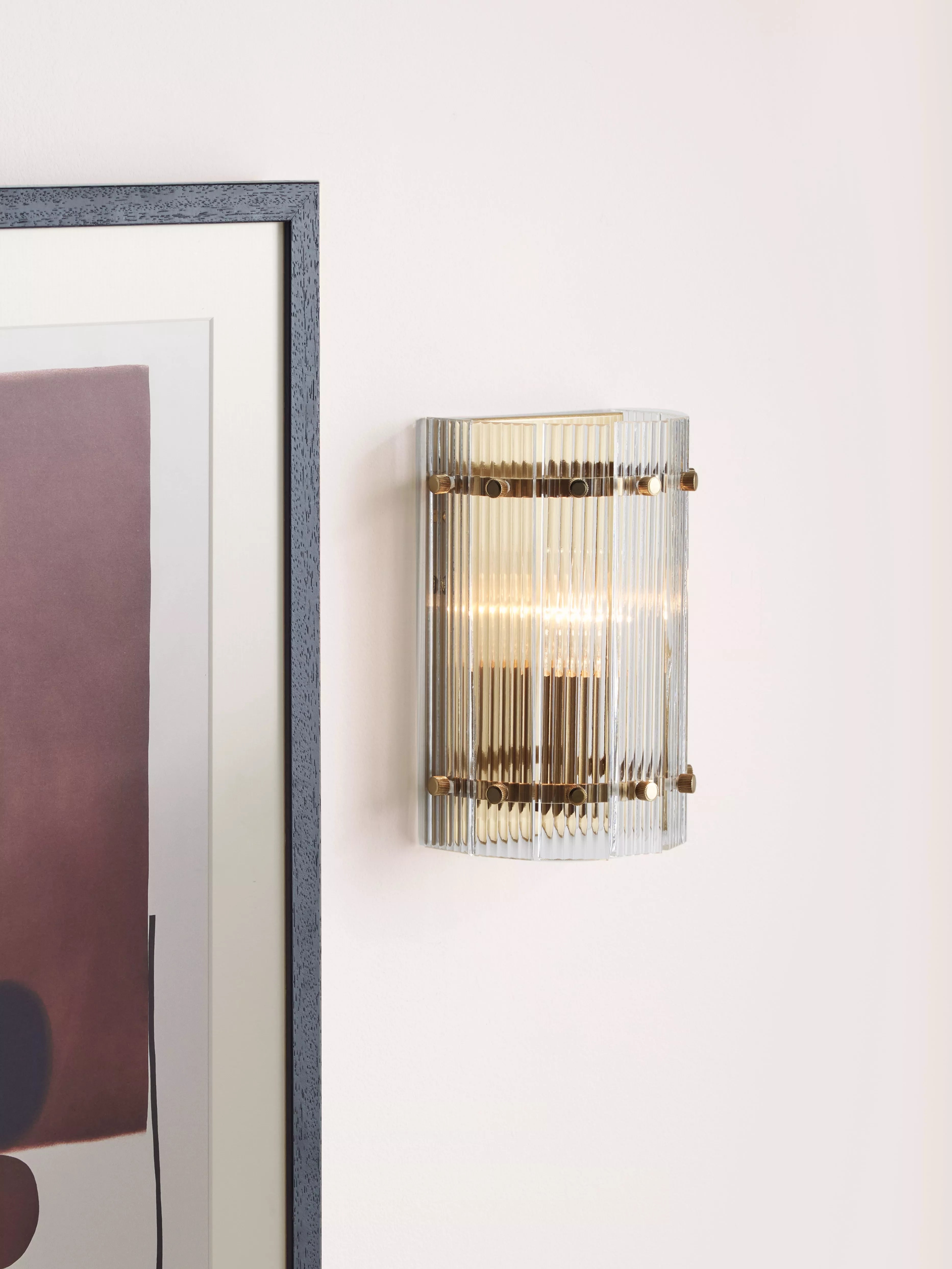John Lewis textured glass wall light antique brass, UK version