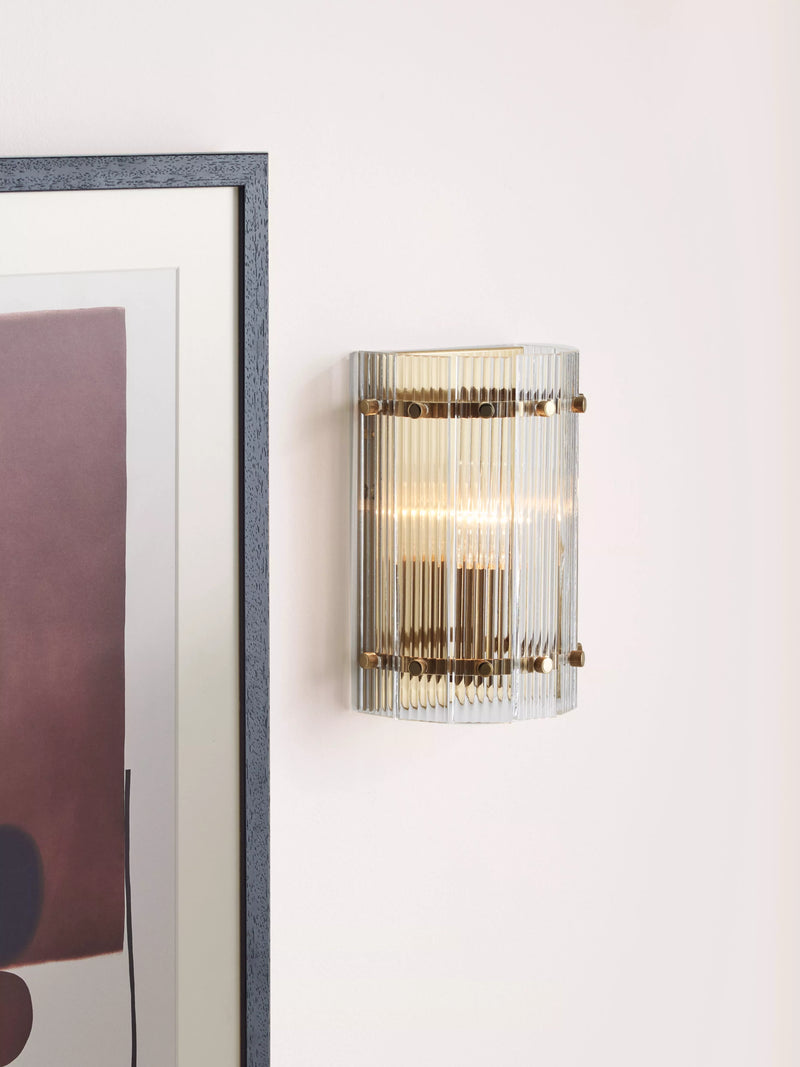 John Lewis textured glass wall light antique brass, UK version
