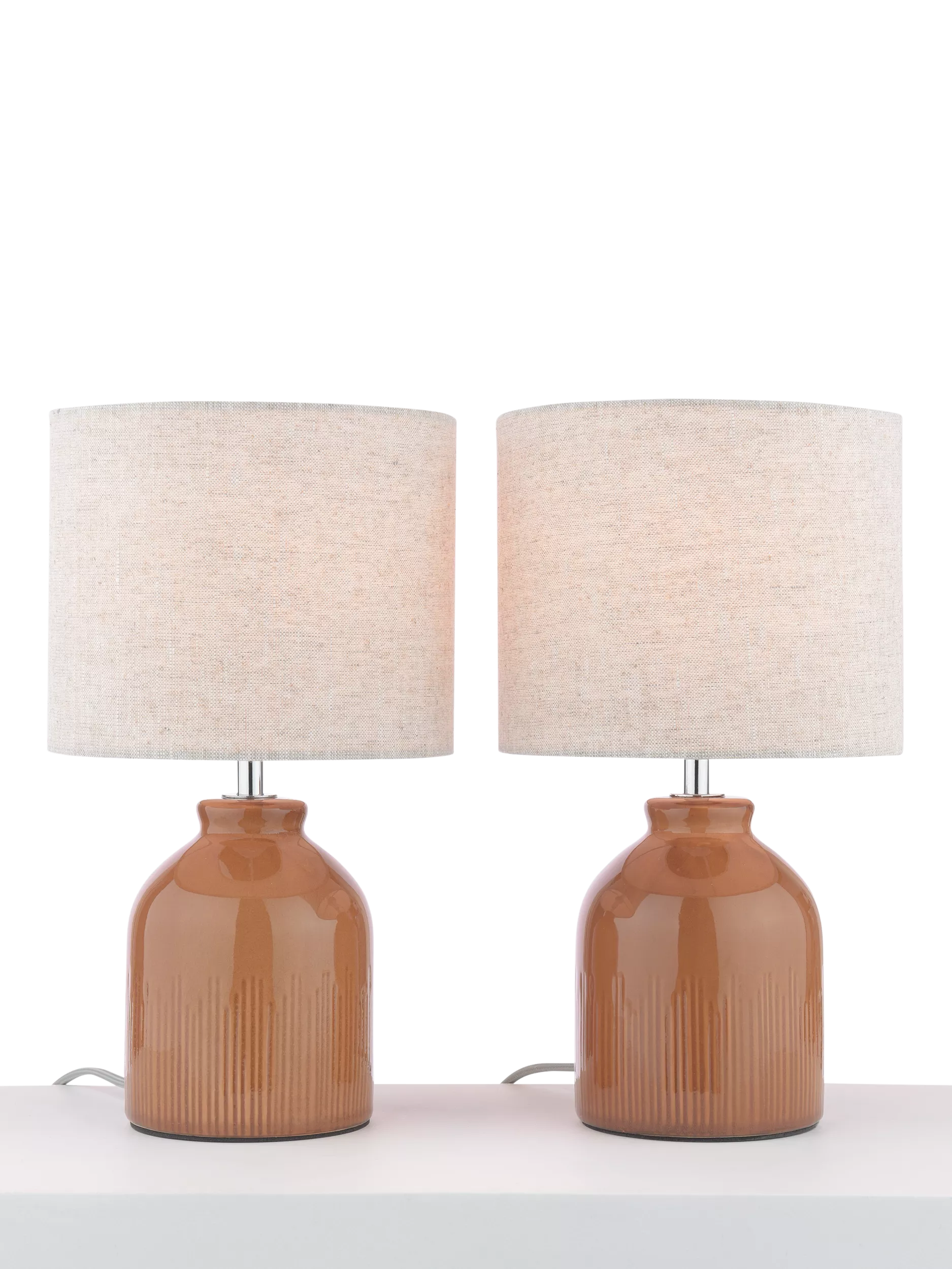 John Lewis Carlow Ceramic Table Lamp, Set of 2, Caramel