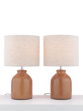 John Lewis Carlow Ceramic Table Lamp, Set of 2, Caramel