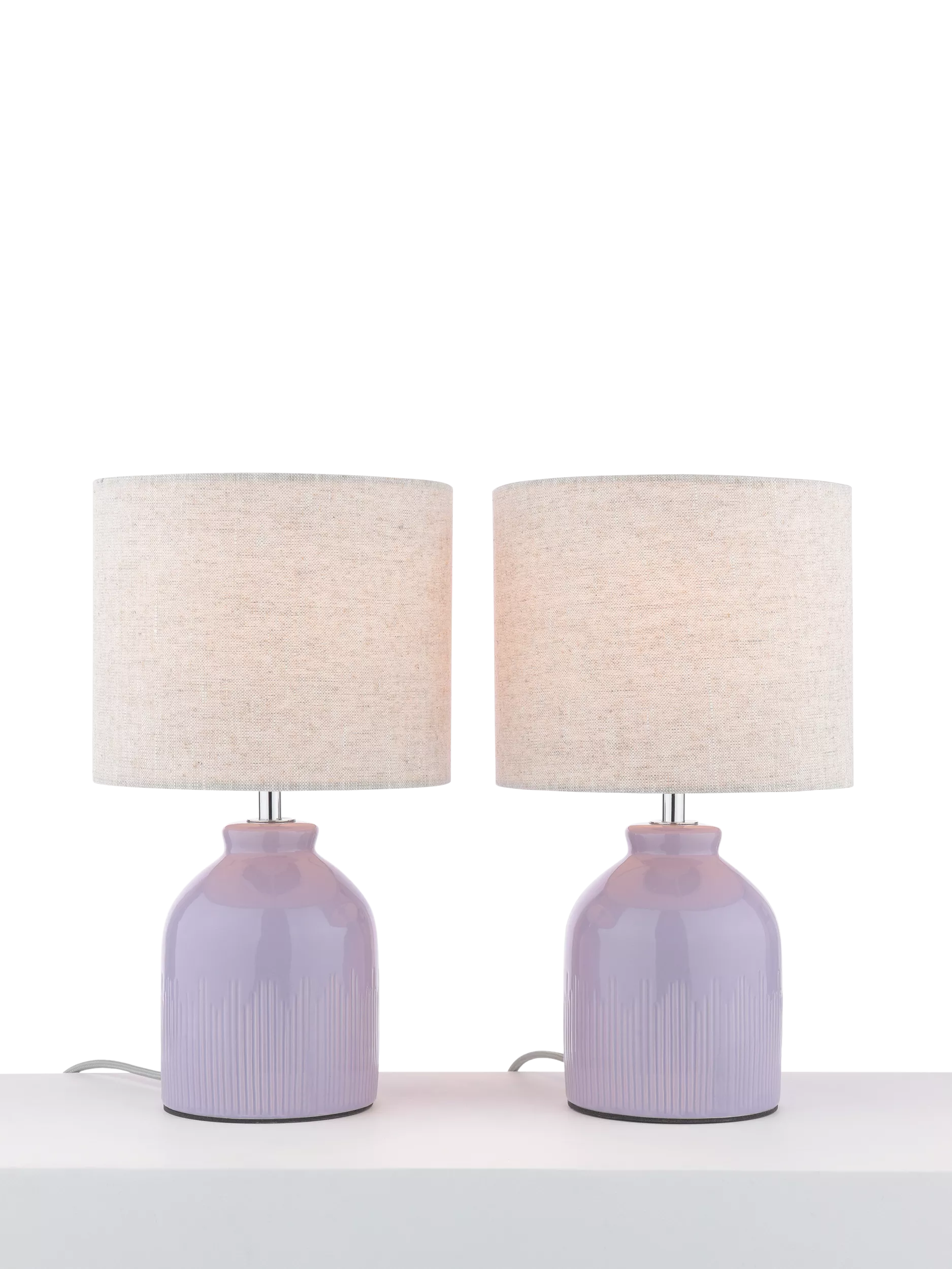 John Lewis Carlow Ceramic Table Lamp, Set of 2, Lilac