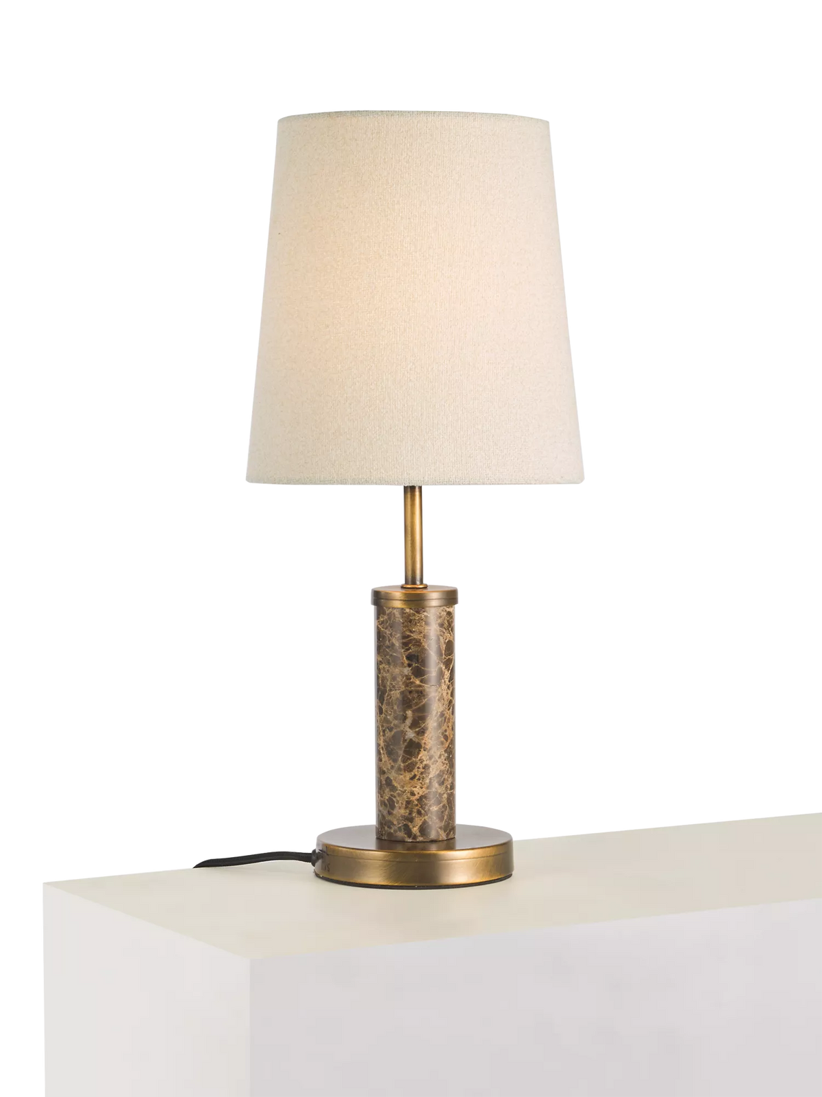 John Lewis Malcolm marble base table lamp with cream shade, UK version