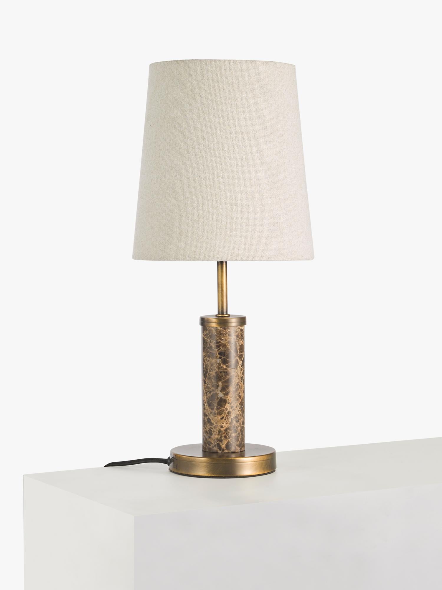 John Lewis Malcolm marble base table lamp with cream shade, UK version