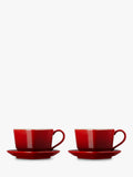 Le Creuset stoneware heart cups and saucers set, Cerise, 200ml, UK version