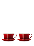 Le Creuset stoneware heart cups and saucers set, Cerise, 200ml, UK version