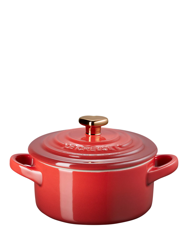 Le Creuset mini round stoneware casserole with heart-shaped lid knob, 10cm, UK version