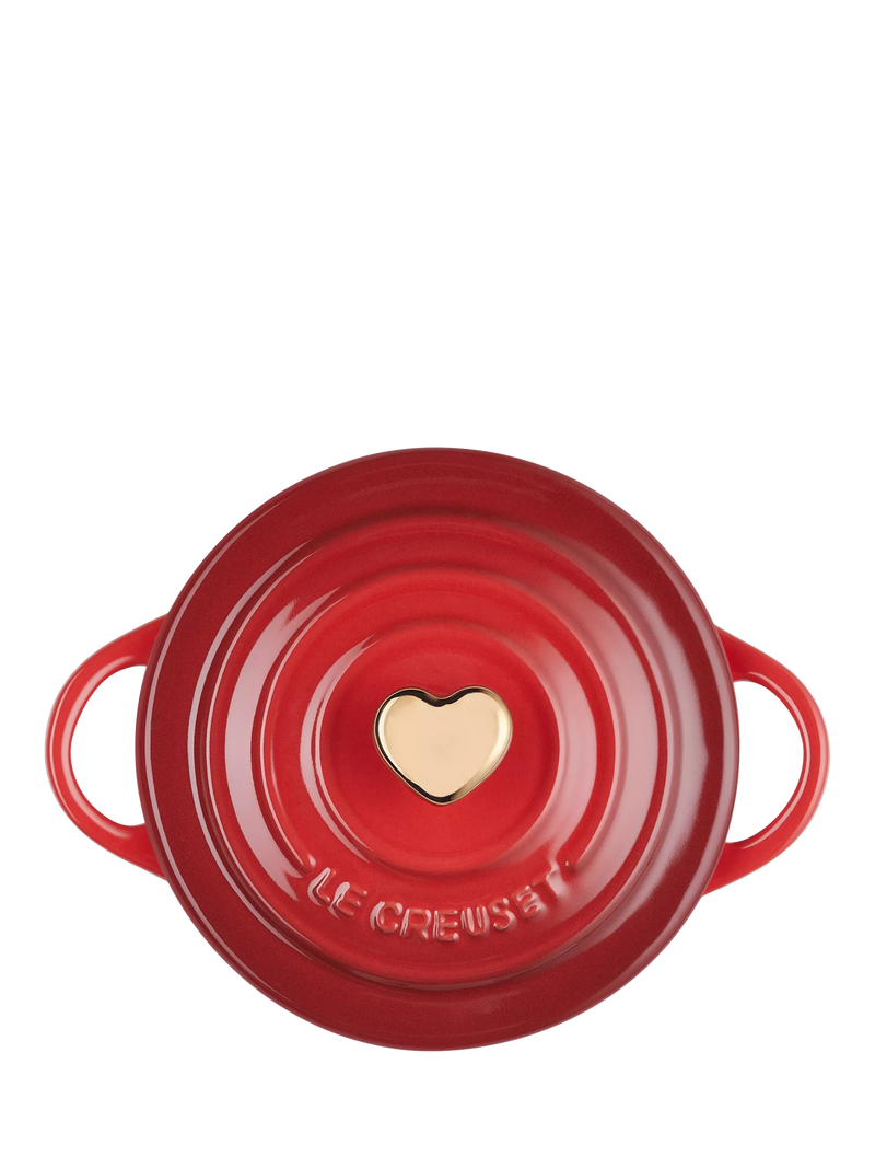 Le Creuset mini round stoneware casserole with heart-shaped lid knob, 10cm, UK version
