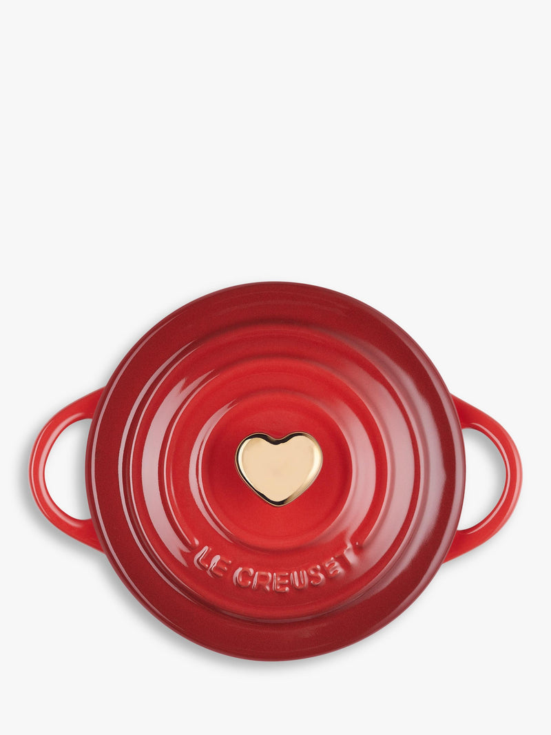 Le Creuset mini round stoneware casserole with heart-shaped lid knob, 10cm, UK version