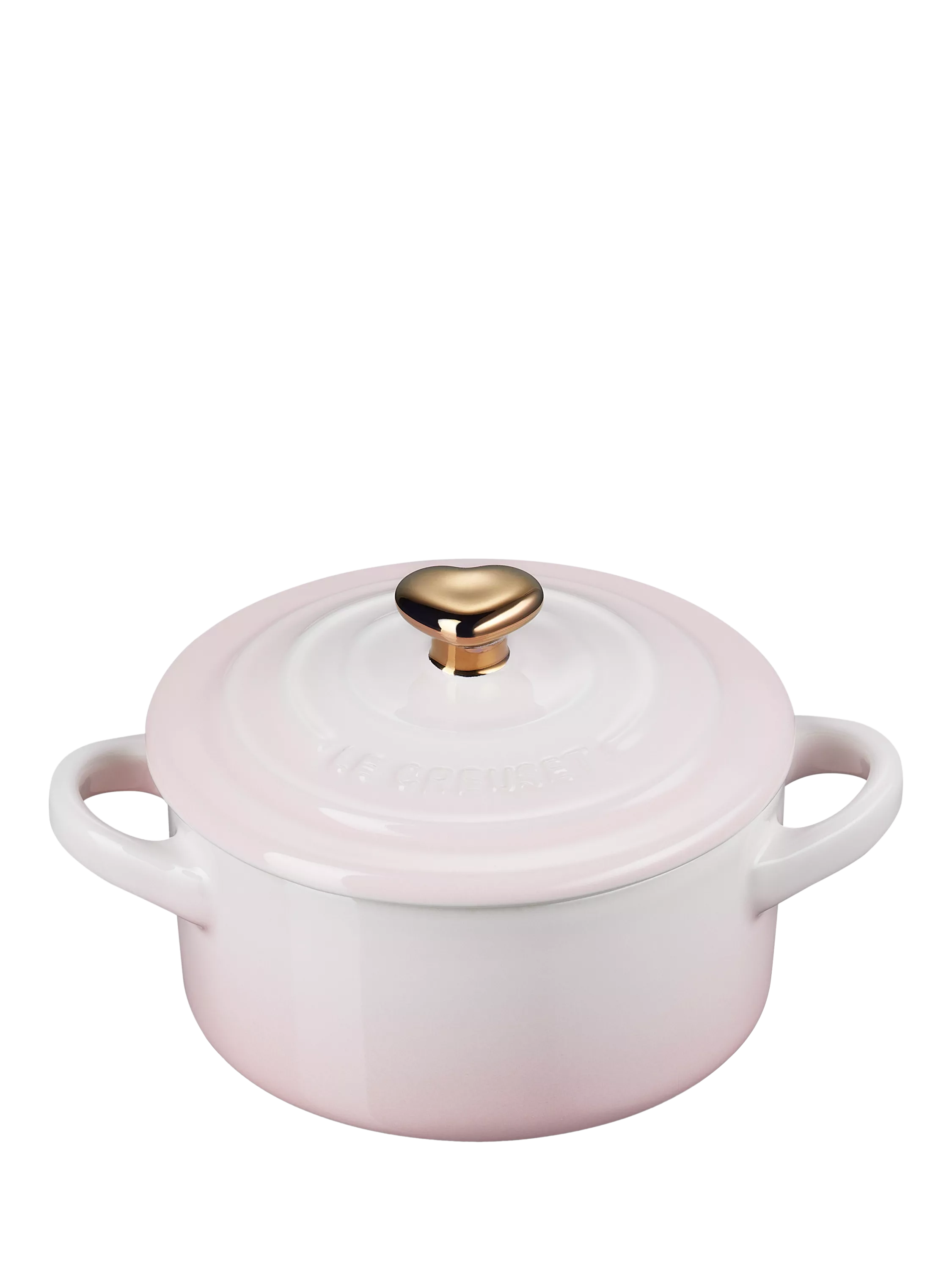 Le Creuset Stoneware Heart Mini Round Casserole, 10cm, Shell Pink