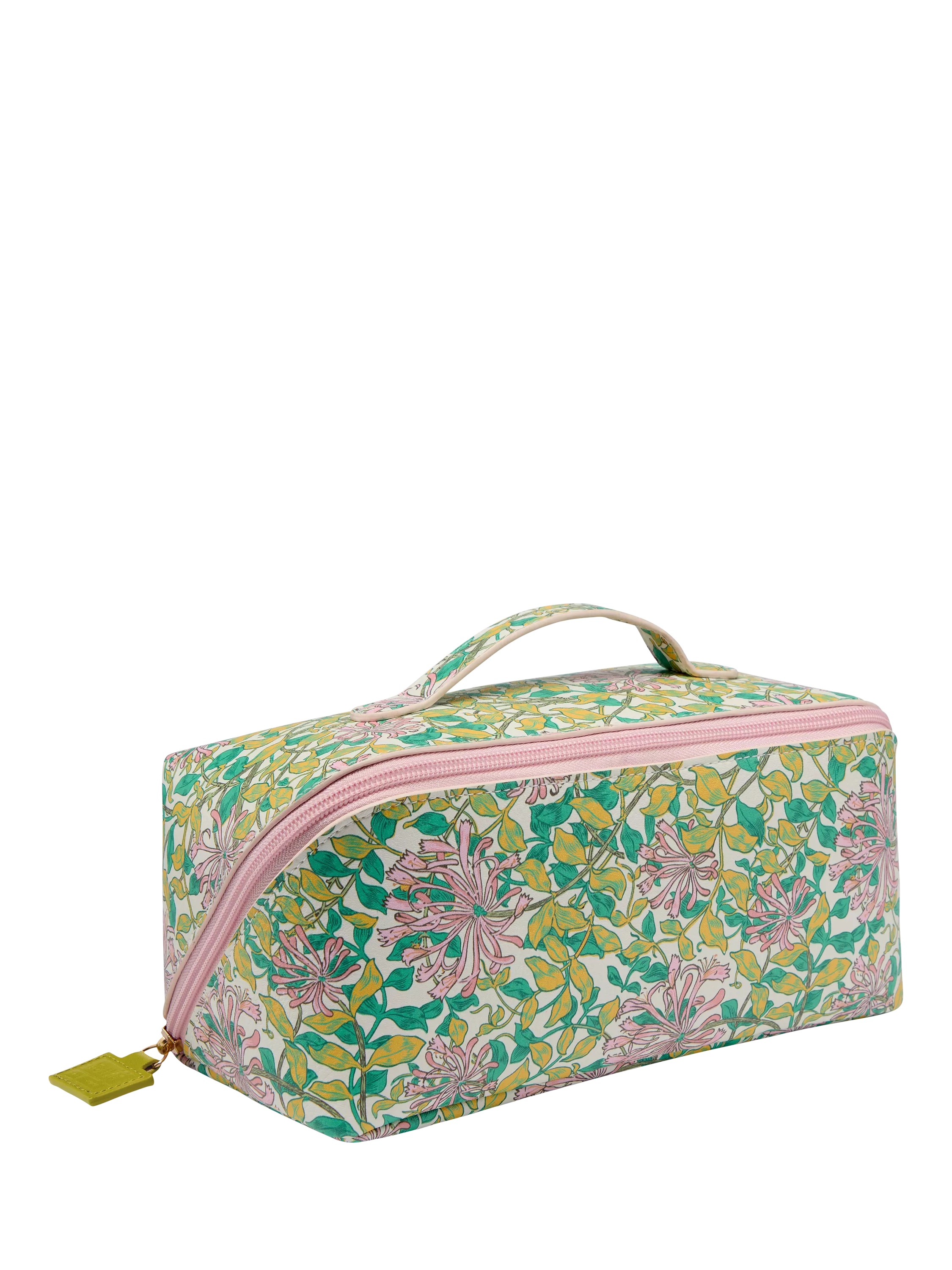 William Morris At Home Honeysuckle beauty wash bag, green and pink (British brand)