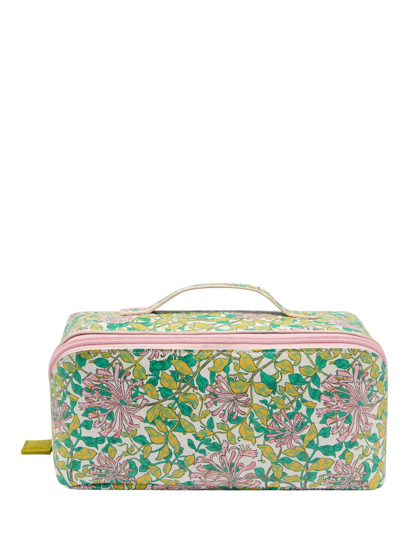 William Morris At Home Honeysuckle beauty wash bag, green and pink (British brand)