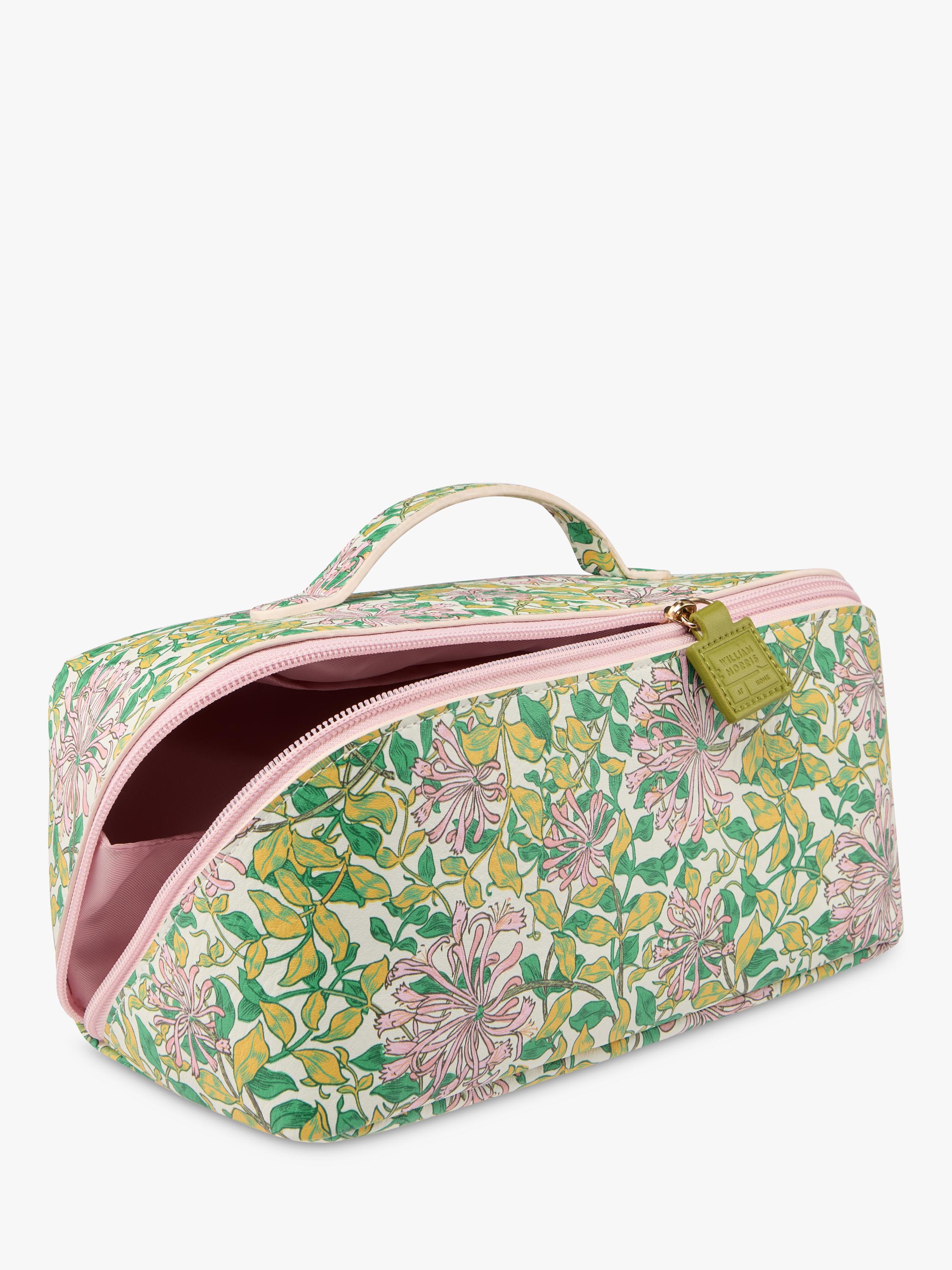 William Morris At Home Honeysuckle beauty wash bag, green and pink (British brand)
