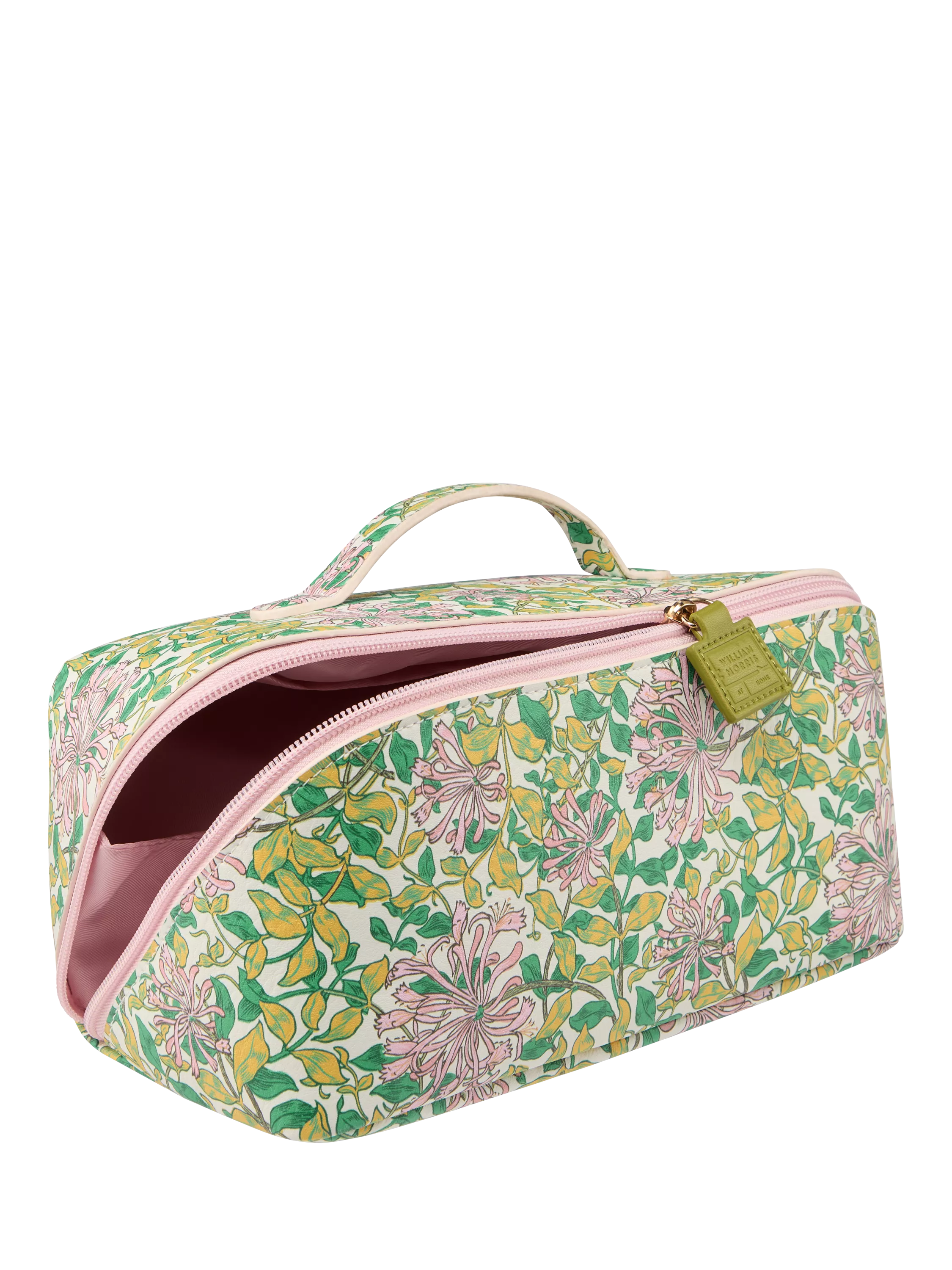 William Morris At Home Honeysuckle beauty wash bag, green and pink (British brand)