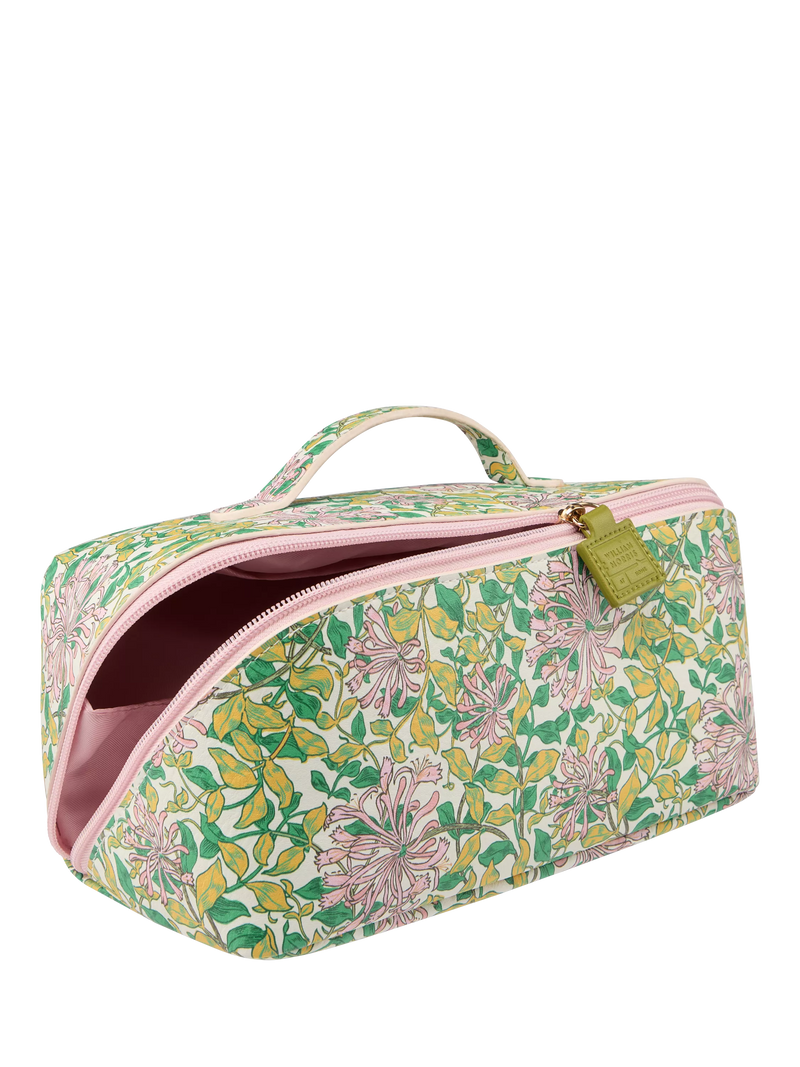 William Morris At Home Honeysuckle beauty wash bag, green and pink (British brand)