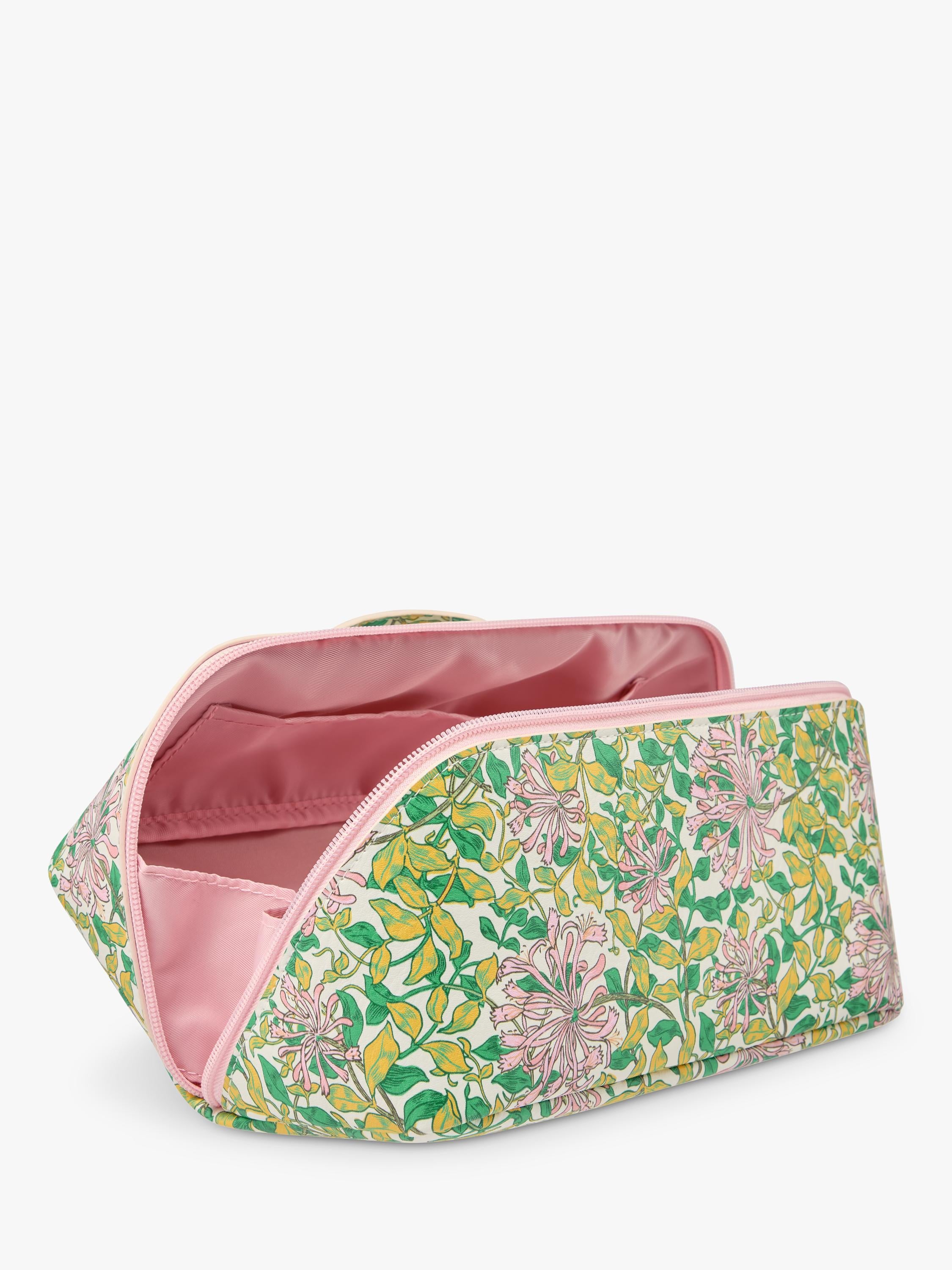 William Morris At Home Honeysuckle beauty wash bag, green and pink (British brand)