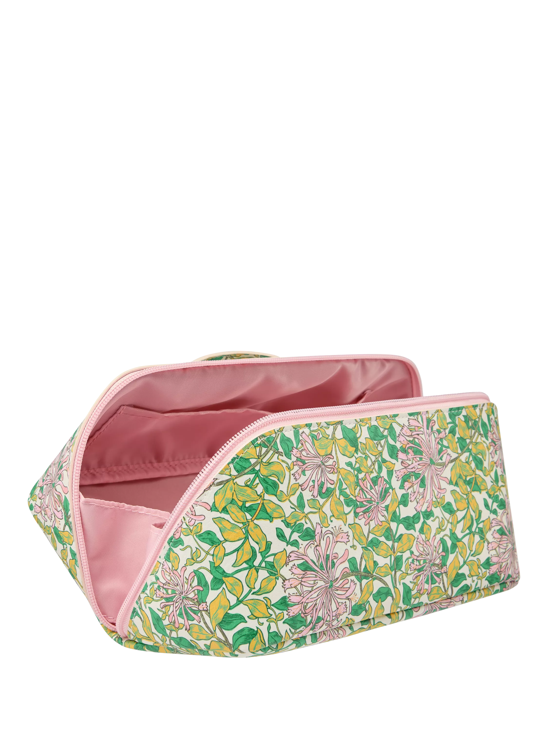 William Morris At Home Honeysuckle beauty wash bag, green and pink (British brand)