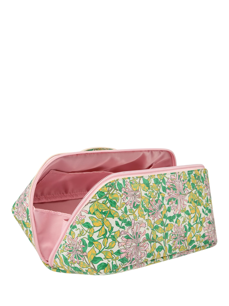 William Morris At Home Honeysuckle beauty wash bag, green and pink (British brand)