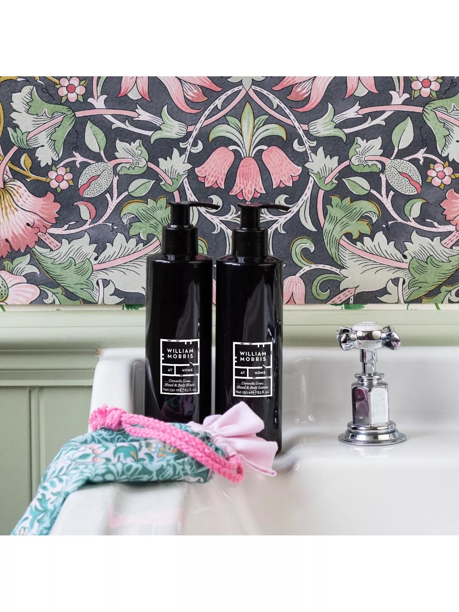 William Morris At Home Hand Rose wash and lotion gift set 500ml, imported from the UK