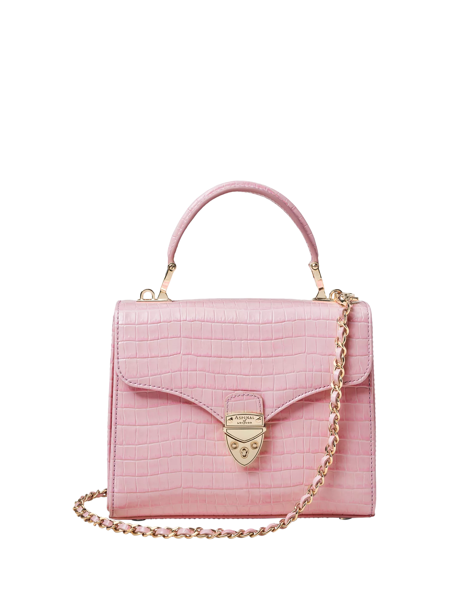 Aspinal of London Midi Mayfair Croc Effect Leather Cross Body Bag