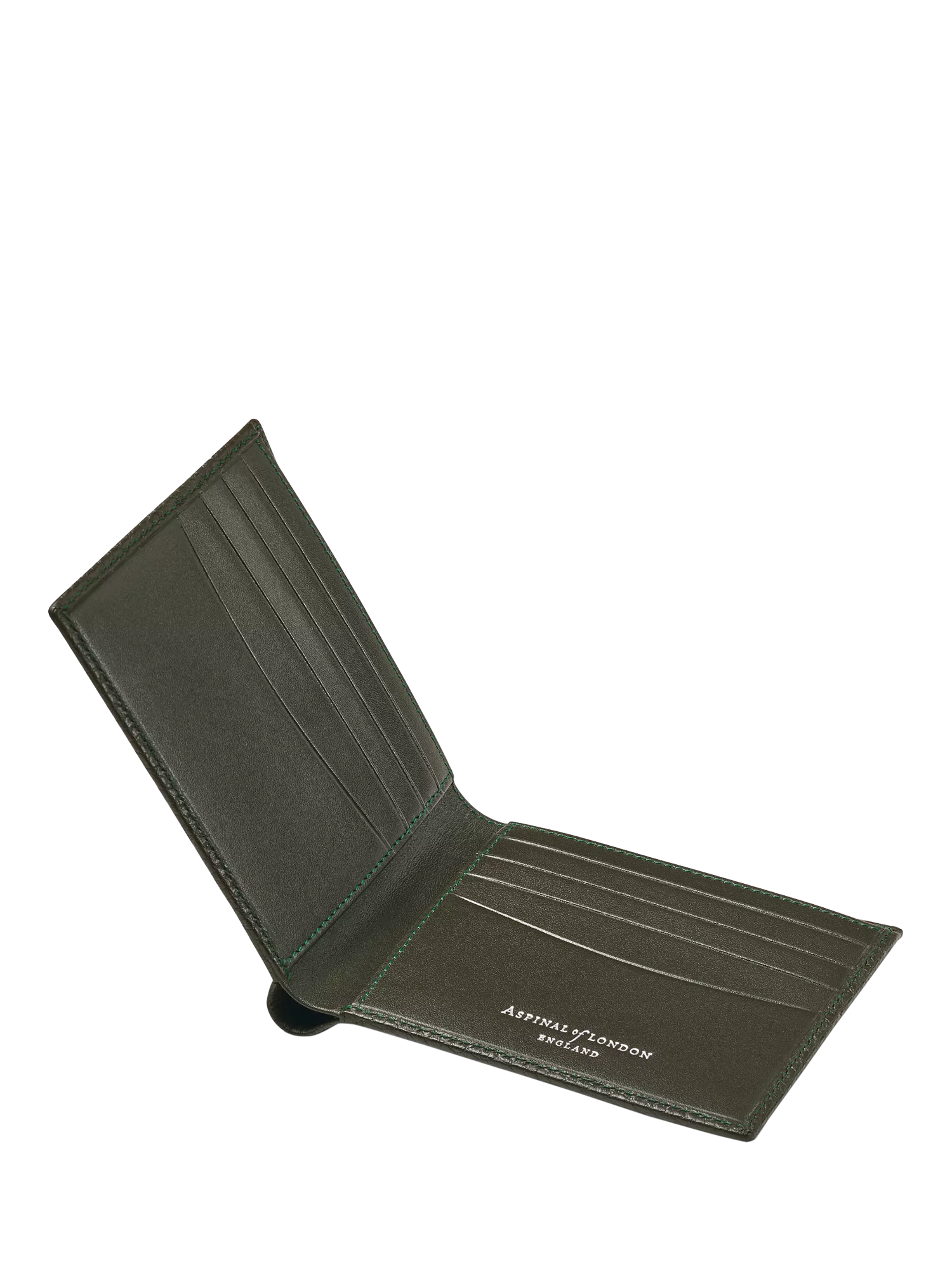 Aspinal of London Single Billfold Card Holder Forest Green, imported from the UK