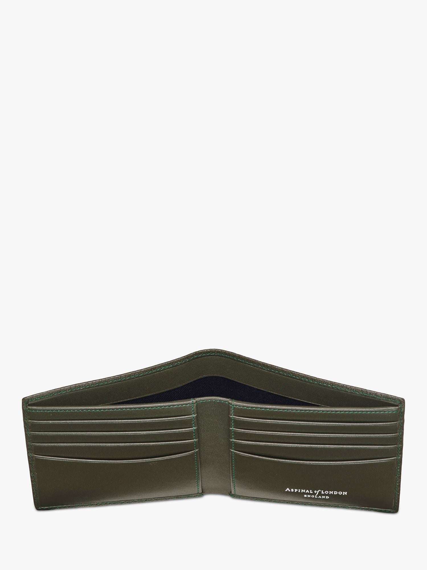 Aspinal of London Single Billfold Card Holder Forest Green, imported from the UK