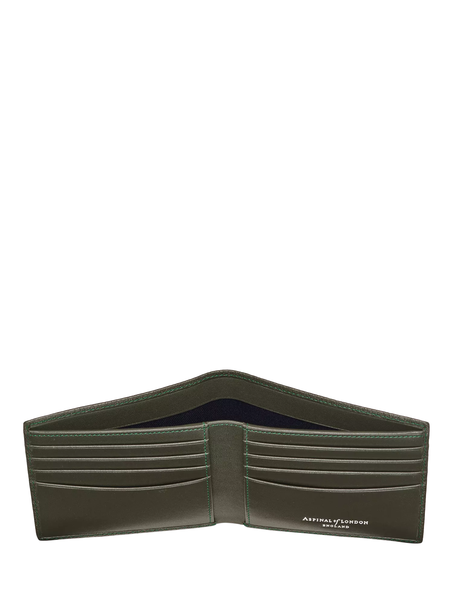 Aspinal of London Single Billfold Card Holder Forest Green, imported from the UK
