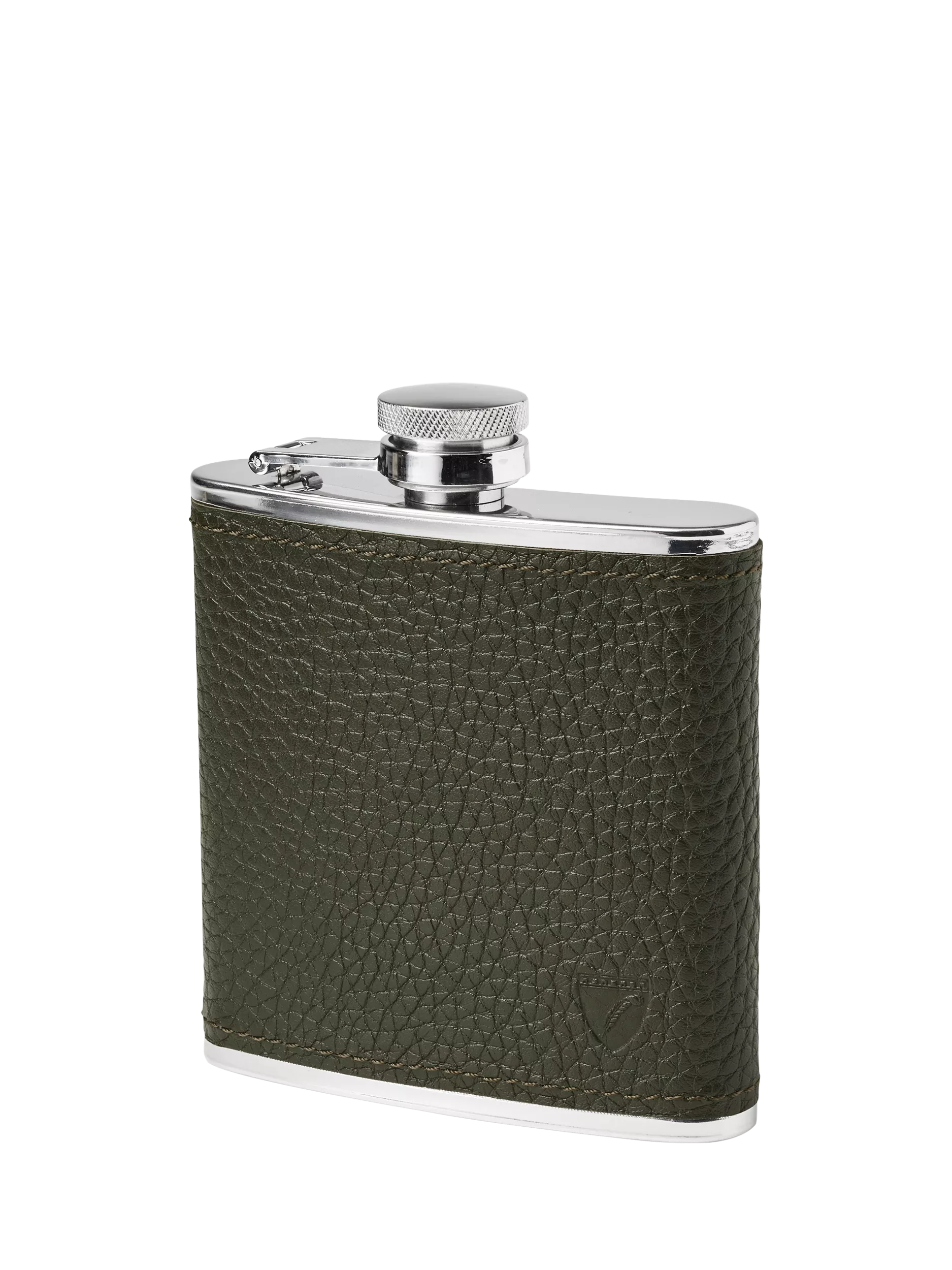 Aspinal of London Classic Pebble Leather Stainless Steel Hip Flask 5oz