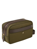 Aspinal of London zipped washbag in khaki, British product