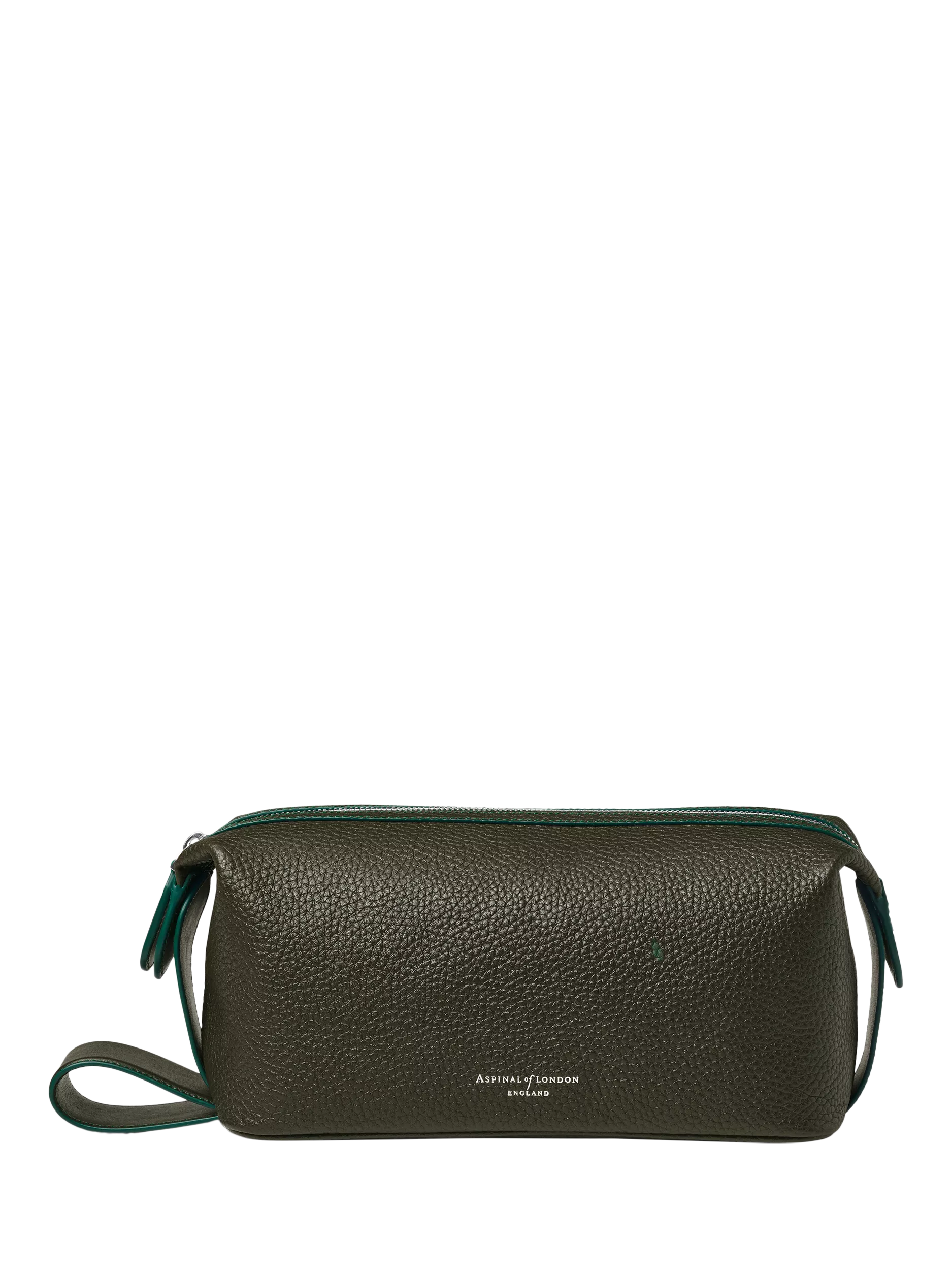 Black Pebble Leather Wash Bag with Expandable Interior