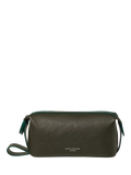 Black Pebble Leather Wash Bag with Expandable Interior