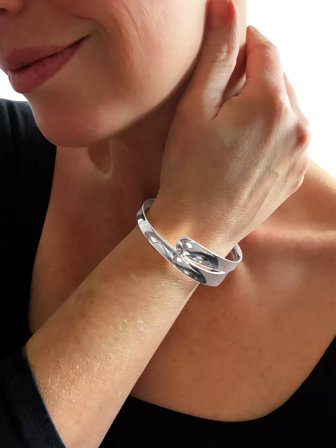Nina B Double Groove Bangle solid sterling silver - British product