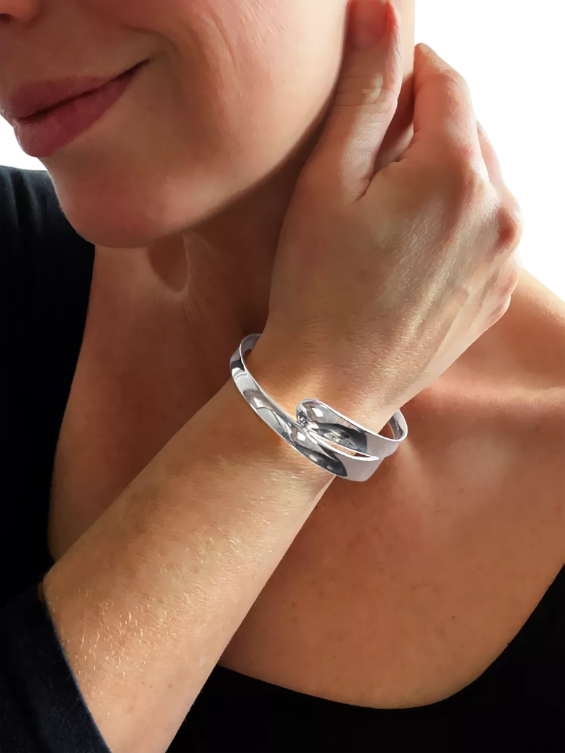 Nina B Double Groove Bangle solid sterling silver - British product