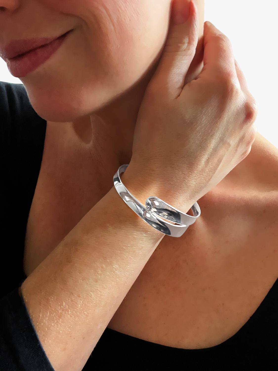 Nina B Double Groove Bangle solid sterling silver - British product