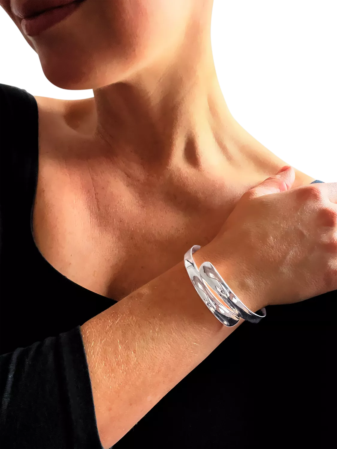 Nina B Double Groove Bangle solid sterling silver - British product