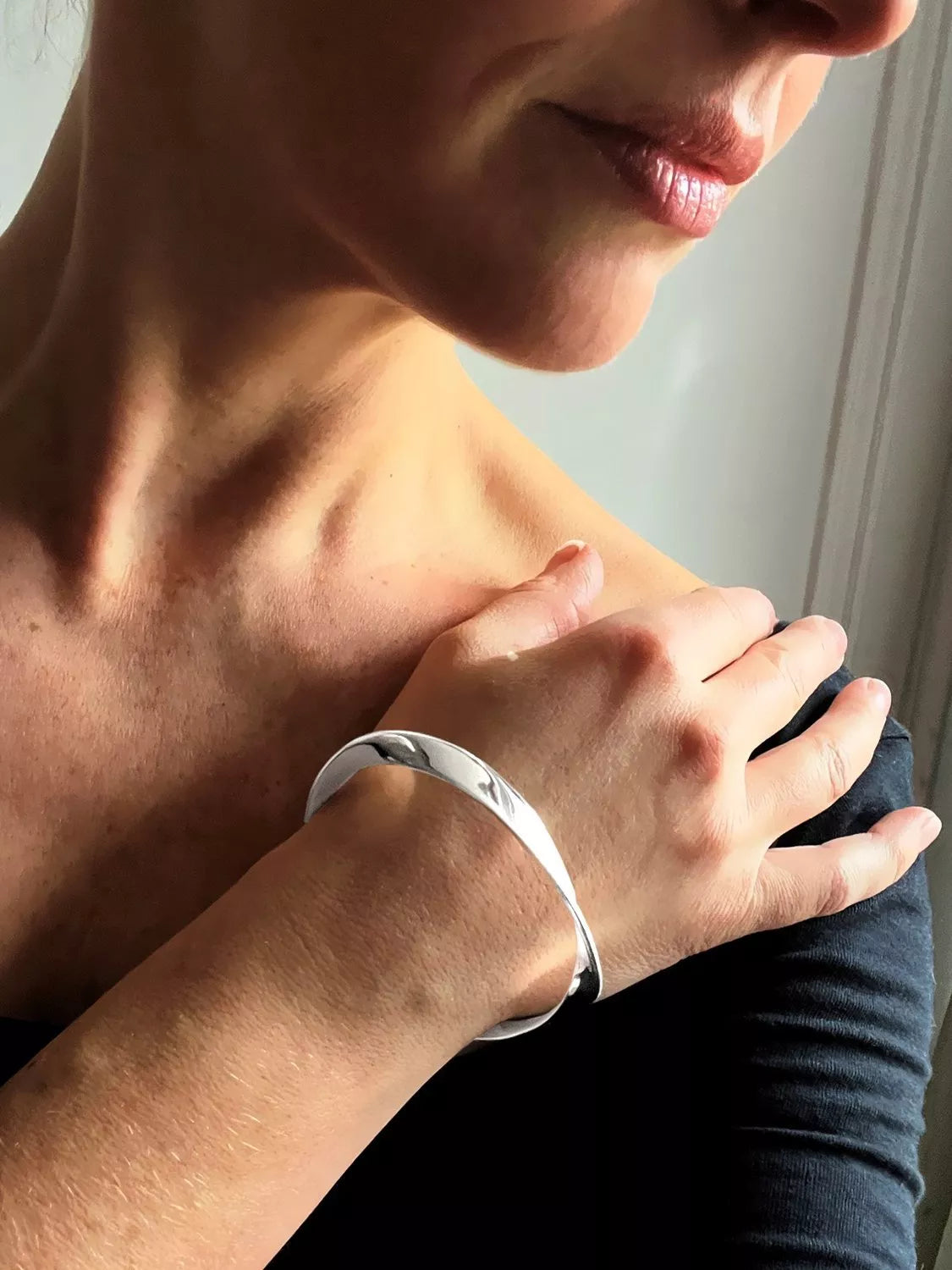 Nina B twisted triangle bangle sterling silver (British brand)