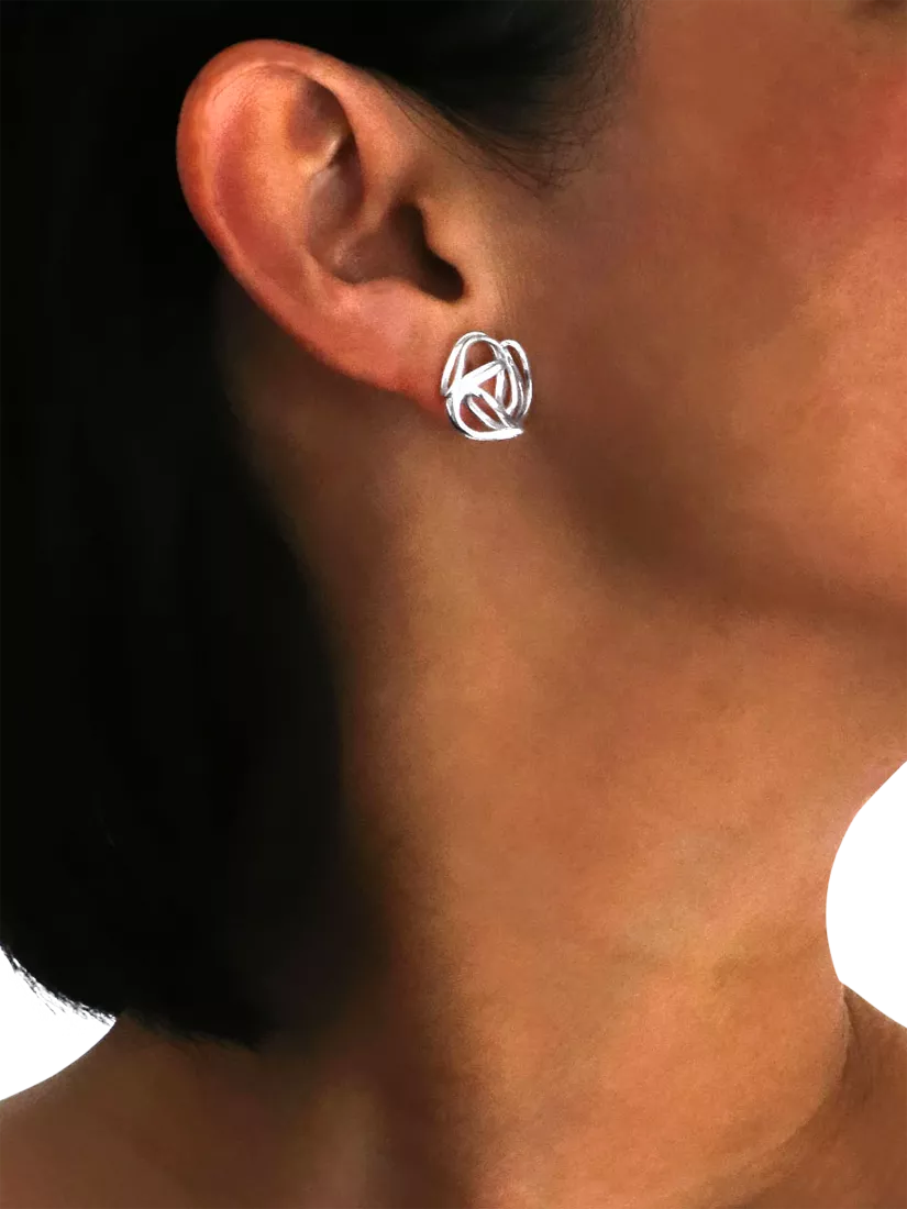 Nina B knot stud earrings large silver, imported from the UK