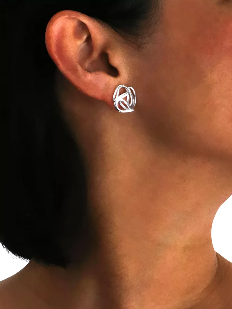 Nina B knot stud earrings large silver, imported from the UK