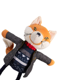 Joules squeaky dog toy with rope legs and fox character, multi-coloured, UK version