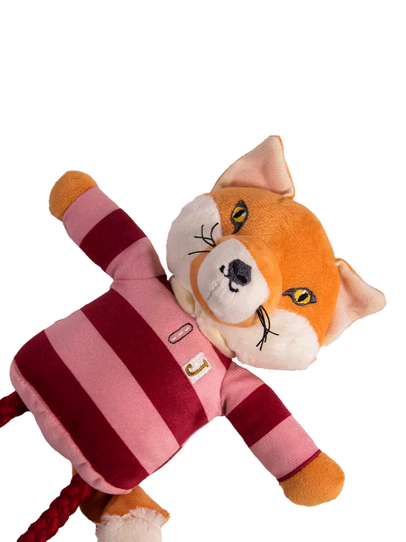 Joules Mr Fox squeaky dog toy with rope legs, UK version