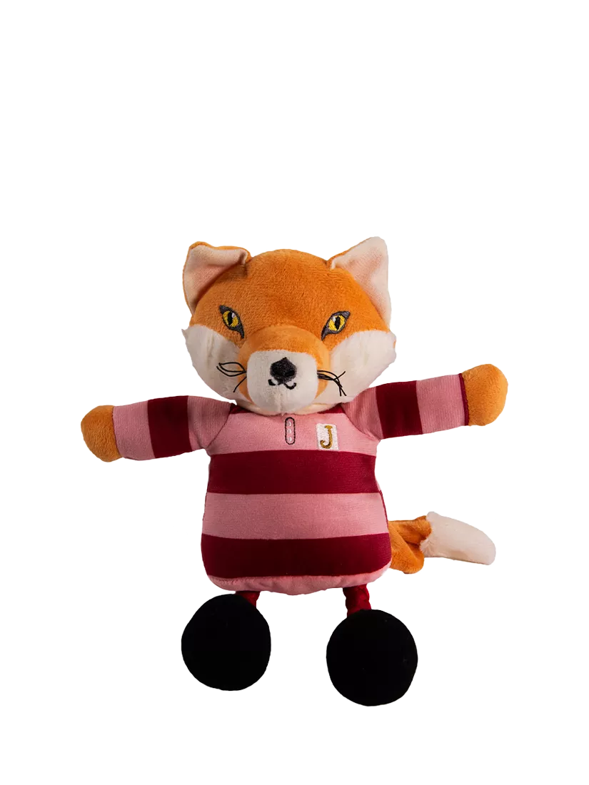 Joules Mr Fox squeaky dog toy with rope legs, UK version