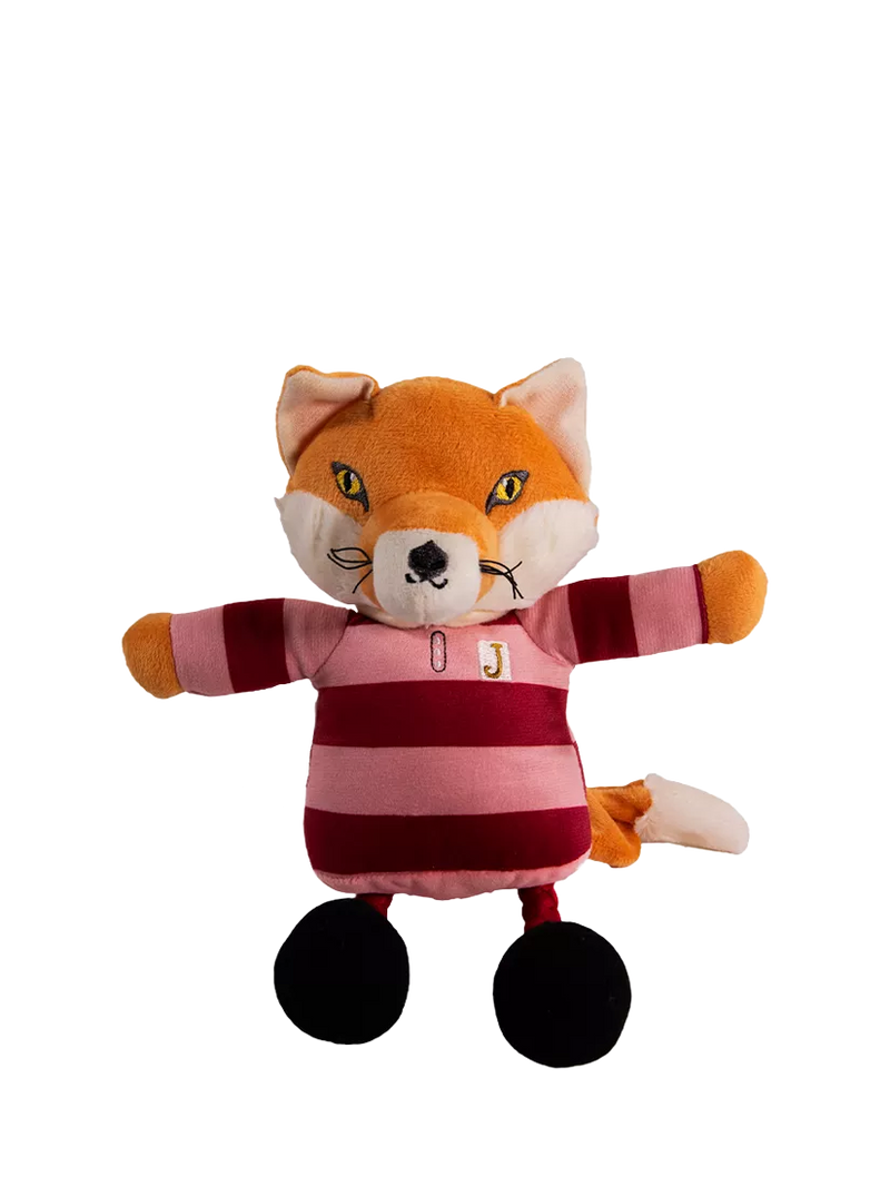 Joules Mr Fox squeaky dog toy with rope legs, UK version