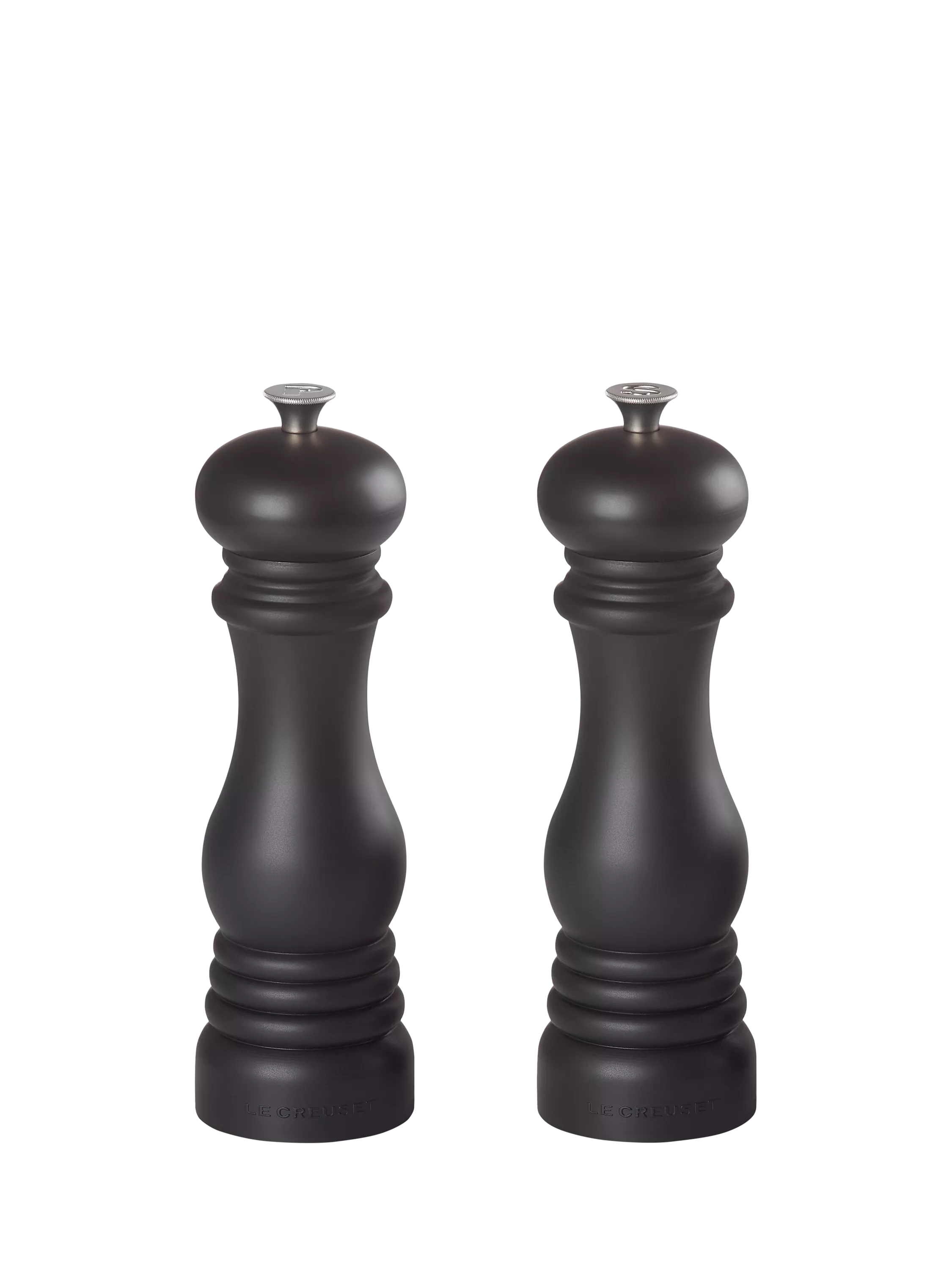 Le Creuset salt and pepper mills gloss black set, UK version